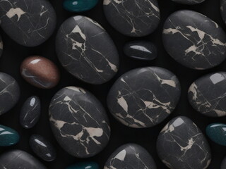 Obraz na płótnie Canvas Seamless patterns of colorful marble stones in a dark black background
