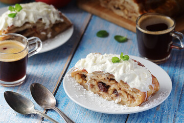 Traditional Austrian strudel with apples