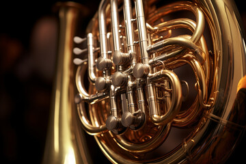 Close up of french horn