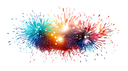 Burst of Fireworks on Transparent Background Isolated on Transparent or White Background, PNG - obrazy, fototapety, plakaty