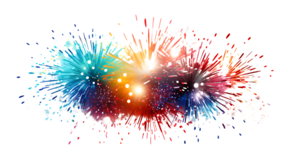 Burst of Fireworks on Transparent Background Isolated on Transparent or White Background, PNG