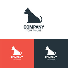 black and white cat logo vector, simple concept