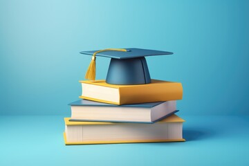 School_books_with_accessories_and_graduation_hat