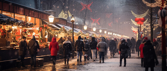 scenic german christmas market at night