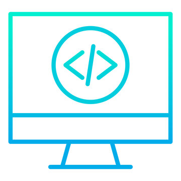Outline gradient Monitor Coding icon
