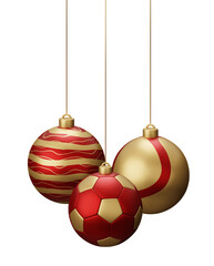 Red and Gold Football Hanging Christmas Balls