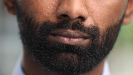 Obraz premium Close up of handsome beard hipster elegant male. Bearded man close up.