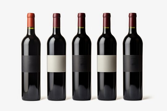 red wine bottles isolated