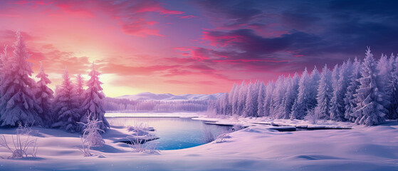 Winter landscape with snow, generative ai