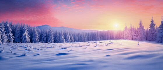 Winter landscape with snow, generative ai