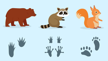 Set of wild animals. Vector illustration in flat style. Cute cartoon characters.
