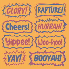 Doodle Hand Drawn sketchy Excitement Saying Set