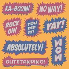 Doodle Hand Drawn sketchy Excitement Saying Set