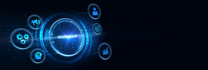 Business, Technology, Internet and network concept. Webinar e-learning. Training concept. 3d illustration