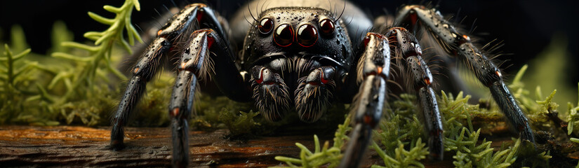 Close-Up Of A Poisonous Spider. Illustration On The Theme Of Insects And Nature, Ecology And Climate. Generative AI