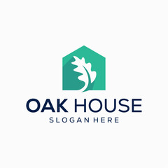 Oak leaf and home logo design. Simple logo design.