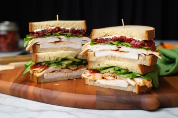 two identically made turkey sandwiches side-by-side