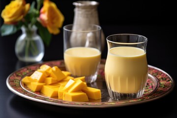 plate of vegan mango lassi