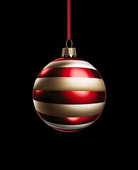 Luxury Christmas ball hanging on a black background. Generative AI