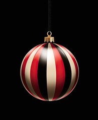 Luxury Christmas ball hanging on a black background. Generative AI
