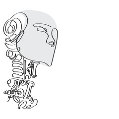 Line art vector of Artificial Intelligence and world. Nature and automatons concept. Isolated vector with transparent background. an era of artificial intellligence line art 