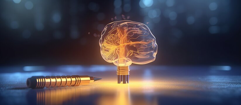 Conceptual image of a light bulb with pencils and a book.