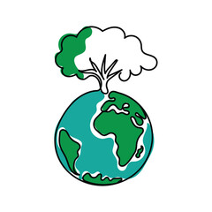 line art vector of preservation of forests and natural ecosystem.
