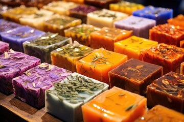array of soap bars with botanicals