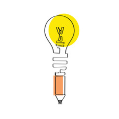 line art of light bulb . Shared ideas concept art.