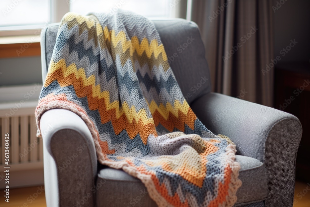 Poster detail of a knit blanket on a quiet reading chair