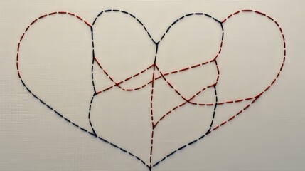 Stitching Hearts: Simple heart shapes connected by a subtle stitch, representing the mending and connectivity in relationships and emotional bonds without intricate designs