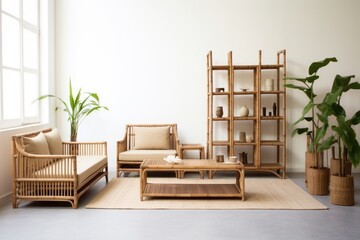 bamboo furniture set in a minimalist room