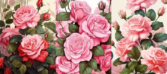 Rose pattern illustration. generative ai