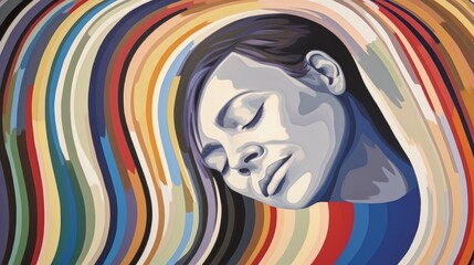 Emotional Spectrum: Soft, flowing, colorful bands gently moving through a simplistic human form, illustrating the various emotions experienced, without detailed anatomy