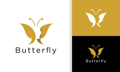 Abstract butterfly face human premium logo
