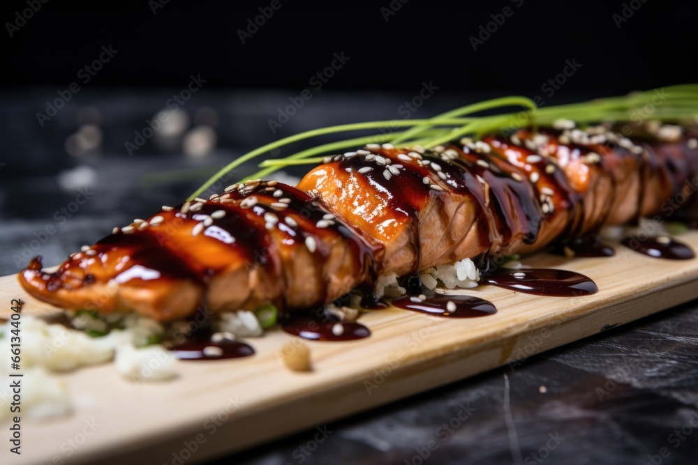 Canvas Prints detailed view of salmon teriyaki