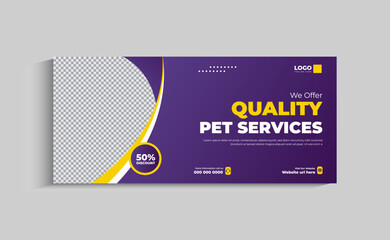 Pet Care Center Social Media Cover and Web Banner Template