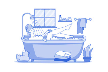 Girl relaxing in the bath during quarantine