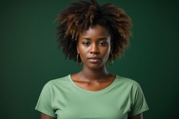 portrait of a young gorgeous african women with white mock up shirt