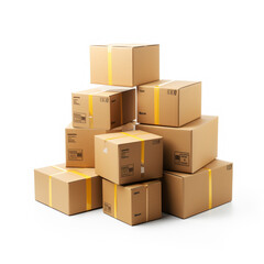delivery boxes, isolated on white background, AI Generative.