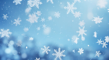 Obraz na płótnie Canvas Christmas blue background with snow. AI Generative