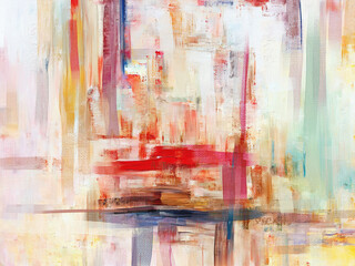 Bright vibrant abstract artwork on canvas with bold brush strokes and a mix of colors