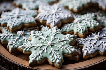 Yummy Christmas cookies with star shape. Xmas sweet food. Generative AI