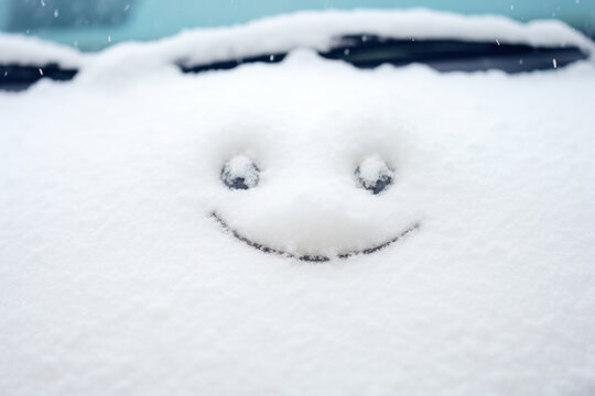 smiling face in the snow eyes and mouth smile. AI Generative