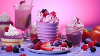 Obraz na płótnie Canvas Ice cream with berries Created with AI