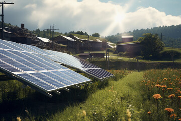 Solar panels and a solar power plant.