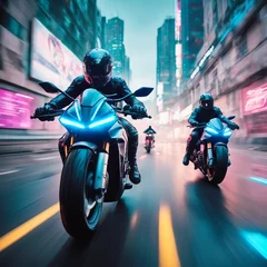 Fotobehang Pilotes de motos © jerane