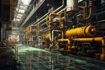 Big old factory with pipes