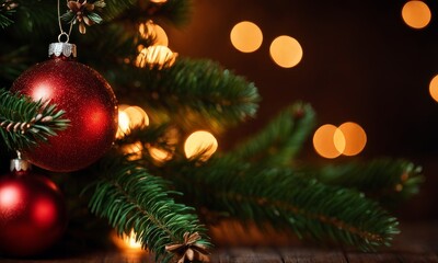 Fototapeta na wymiar Christmas tree branches background, Generative AI