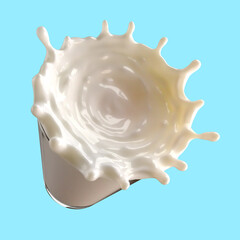 Chocolate and Milk Splash in the glass on white background with clipping path. 3d illustration.